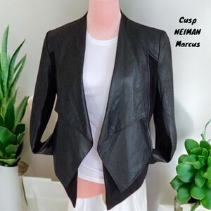 CUSP by Neiman Marcus Black Leather/ Rayon Jacket Medium